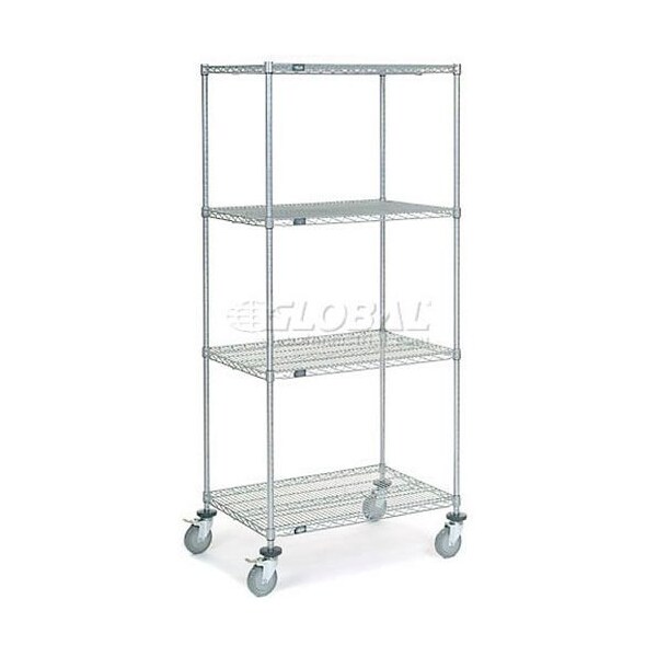 Nexel 4 Shelf Truck, Chrome, 36inW x 24inD x 80inH, Polyurethane Swivel Casters 168226 - main
